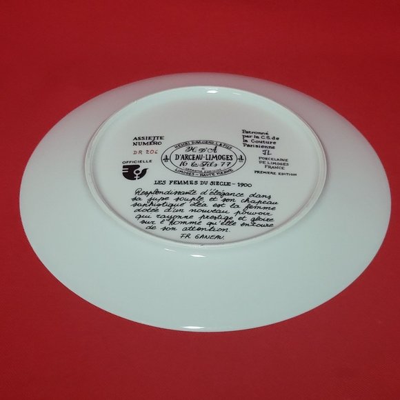 VTG 1976 D’Arceau Limoges Collectors Plate Léa la Femme Fleur la Belle Epoque 19 - Picture 5 of 10
